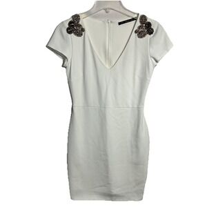 Zara white v-neck embellished Mini dress size S/ M (see Measurements) Sorority